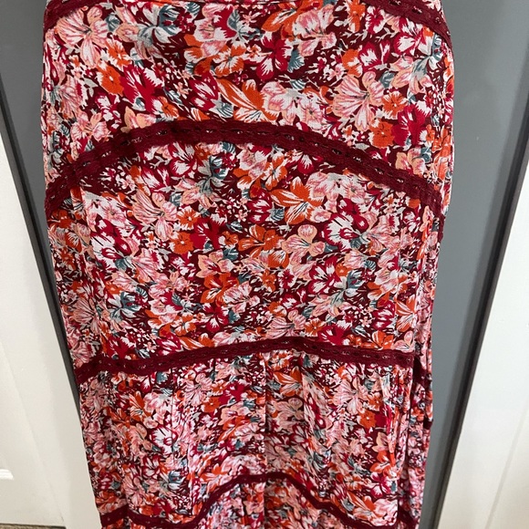 Cecilie Copenhagen Gaby Floral Print Midi Skirt In Red - Picture 3 of 10